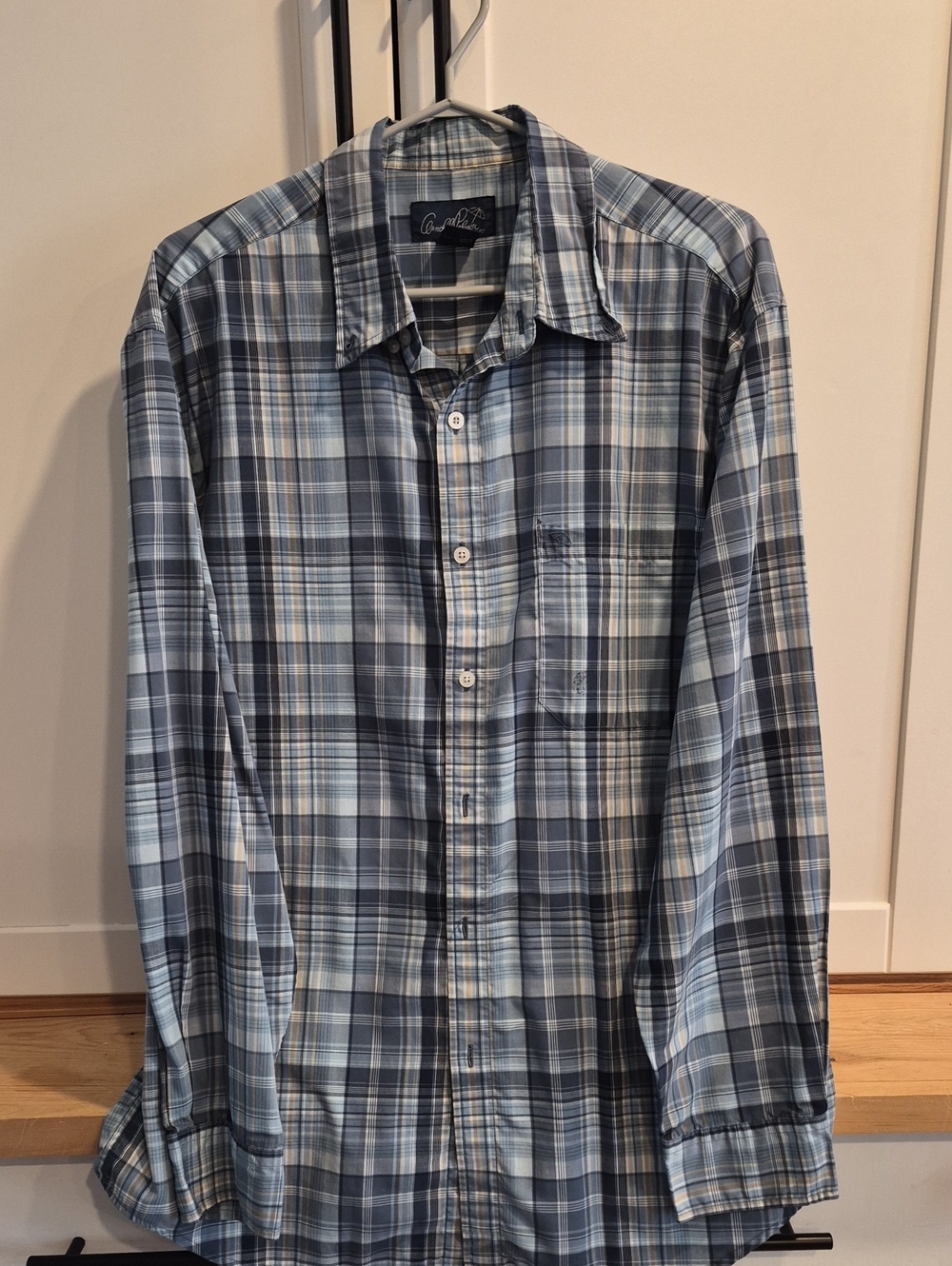 💙 Casual Plaid Button-Up Shirt - Light Blue/Grey